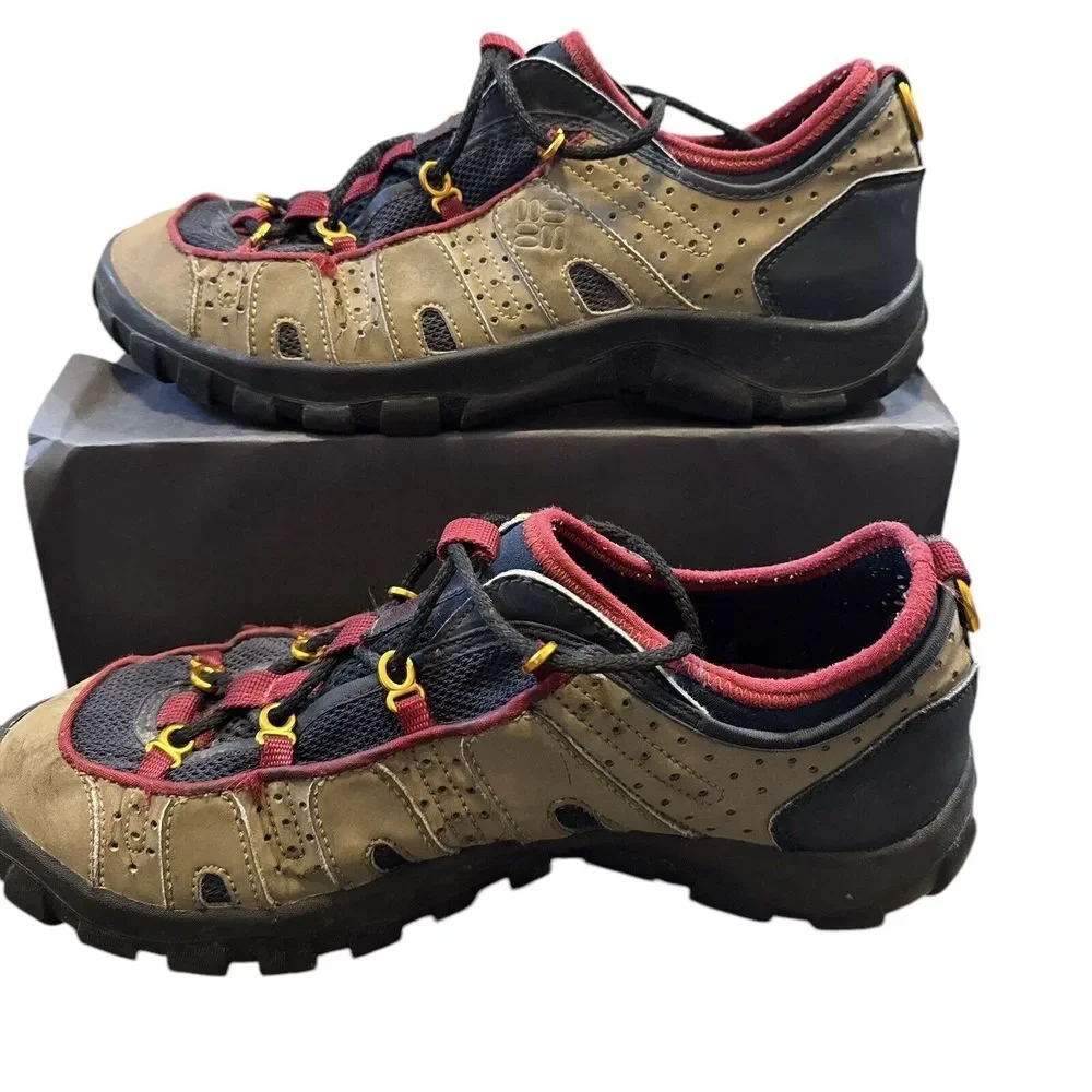 COLUMBIA Mens Red, Navy & Tan Suede  Water Shoes  Snake River Trainer Size 12.5‎
